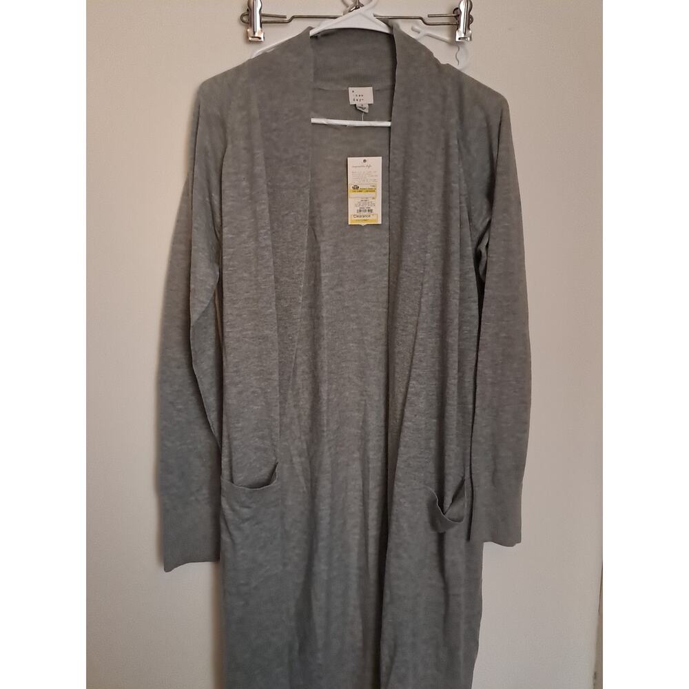 A New Day Long Grey Cardigan Sweater Grey Womens Size Small